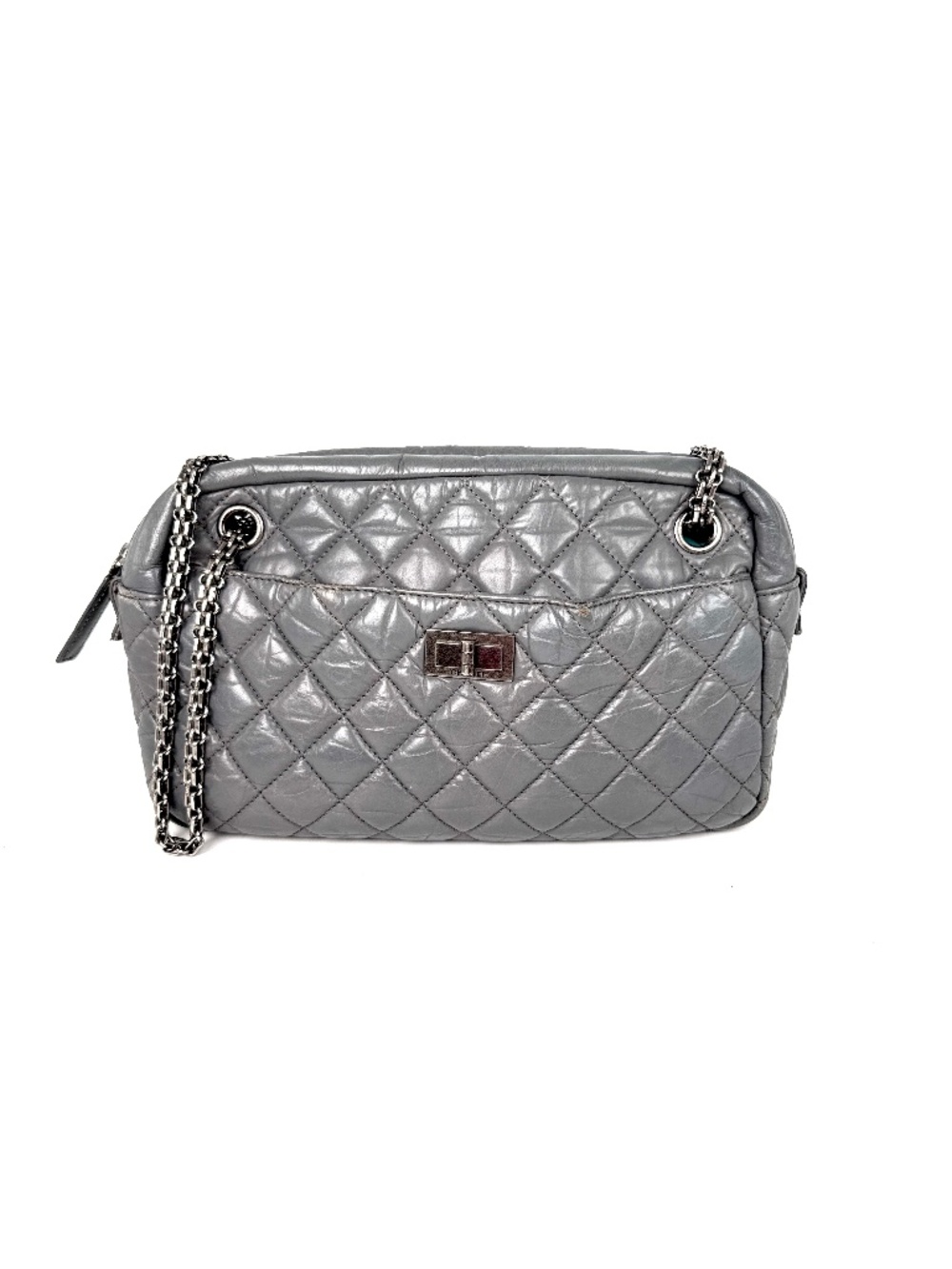 CHANEL Reissue Camera Quilted Gray Leather Crossbody Shoulder Bag   De